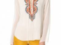 Renzo + Kai Lace Up Embroidered Blouse