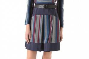 Richard Chai Love Wide Pleat Dress with Taffeta