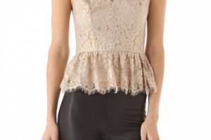 Robert Rodriguez Metallic Lace Peplum Top