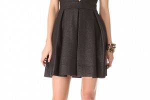 Robert Rodriguez Raffia Box Pleat Dress