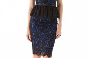 Robert Rodriguez Strapless Lace Peplum Dress