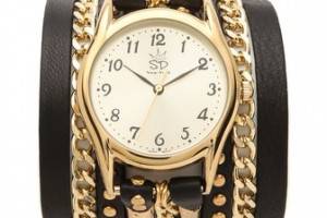 Sara Designs Studded Leather Wrap Watch