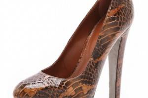 Sergio Rossi Patent Snakeskin Pumps