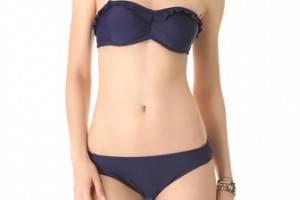 Shoshanna Navy Ruffle Bikini Top