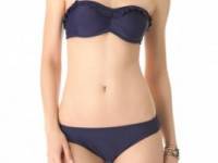 Shoshanna Navy Ruffle Bikini Top