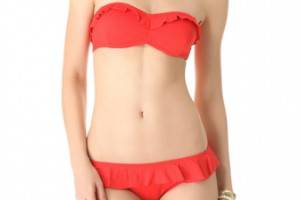 Shoshanna Persimmon Ruffle Bikini Top