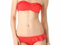 Shoshanna Persimmon Ruffle Bikini Top