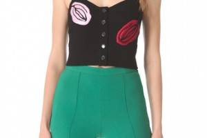 Sonia Rykiel Embroidered Bustier in Satin Crepe