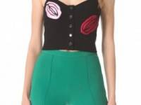 Sonia Rykiel Embroidered Bustier in Satin Crepe