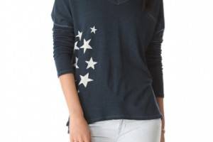 SUNDRY Long Sleeve V Neck Tee