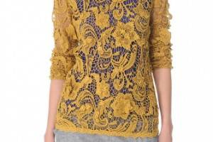 SUNO Long Sleeve Crochet Tee