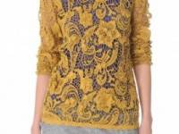 SUNO Long Sleeve Crochet Tee