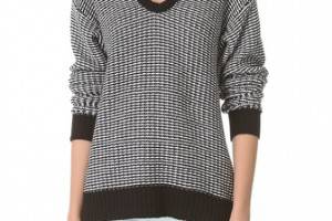 T by Alexander Wang Checkered Float Tunic Sweater