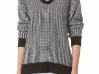 T by Alexander Wang Checkered Float Tunic Sweater