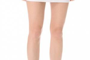 T by Alexander Wang Leather Yoke Twill Miniskirt