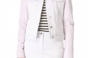 T by Alexander Wang Pastel Jean Jacket with Leather Sleeves