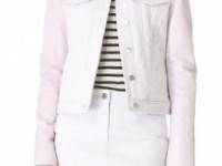 T by Alexander Wang Pastel Jean Jacket with Leather Sleeves
