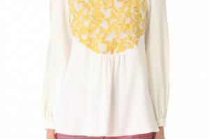 Thakoon Embroidered Long Sleeve Top