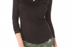 Three Dots Cowl Shirttail Top