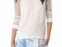 Tibi Alexa Top with Mesh Sleeves