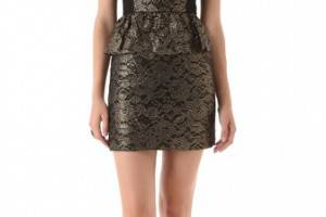 Tibi Foil Lace Peplum Dress