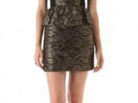 Tibi Foil Lace Peplum Dress