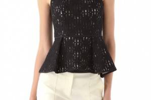 Tibi Jules Lace Peplum Top