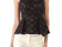 Tibi Jules Lace Peplum Top