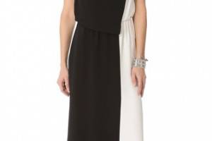 Tibi Long Colorblock Gown