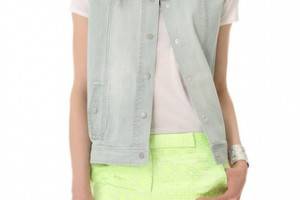 Tibi Vintage Wash Denim Vest