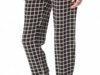 Tibi Windowpane Pleated Pants