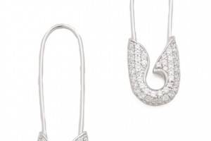 TOM BINNS Pave Safety Pin Earrings