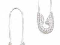 TOM BINNS Pave Safety Pin Earrings