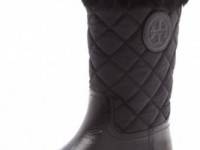 Tory Burch Josie Quilted Booties with Fur Trim