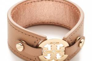 Tory Burch Logo Skinny Double Snap Cuff