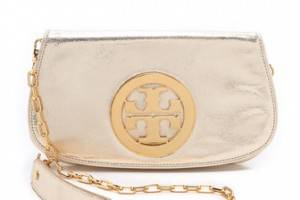 Tory Burch Metallic Logo Clutch