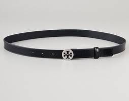 Tory Burch Skinny Patent Tory Logo Belt