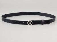 Tory Burch Skinny Patent Tory Logo Belt