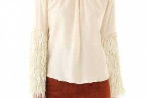 Tribune Standard Feather Sequin Bell Sleeve Top