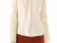 Tribune Standard Feather Sequin Bell Sleeve Top