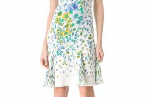 Versace Floral Sleeveless Pleated Dress