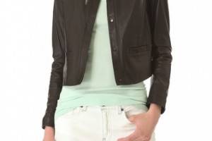 Vince Snap Front Leather Jacket