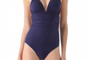 Vix Swimwear Solid Navy One Piece Swimsuit