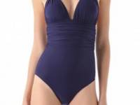 Vix Swimwear Solid Navy One Piece Swimsuit