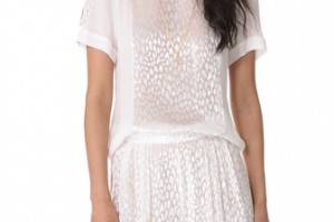 Wes Gordon Flocked Short Sleeve Blouse