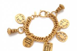 WGACA Vintage Vintage Chanel Plaques & Cut Coin Bracelet