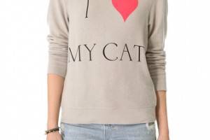 Wildfox I Love My Cat Baggy Beach Sweatshirt