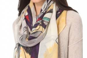 YARNZ Watercolor Birds Cashmere Scarf