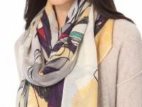 YARNZ Watercolor Birds Cashmere Scarf