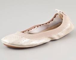 Yosi Samra Metallic Elastic Top Line Ballet Flats